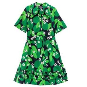 Lesley Evers Size Medium Harper Shift Dress Green Cotton Limes Floral Hourglass